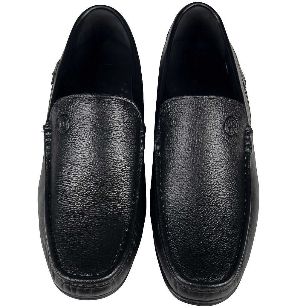 BLACK MEDICATED SOFT LEATHER LOAFER