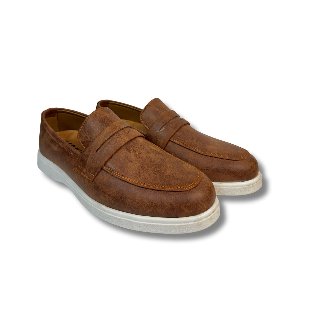 BROWN MENS MEDICATED SUED LOAFER