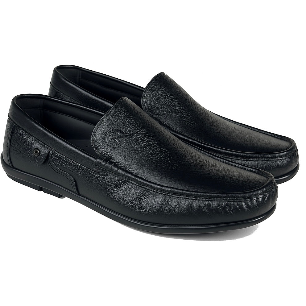BLACK MEDICATED SOFT LEATHER LOAFER