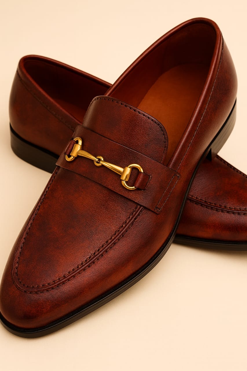 Premium Brown Leather Moccasin Moza (OL003-brw Moza)