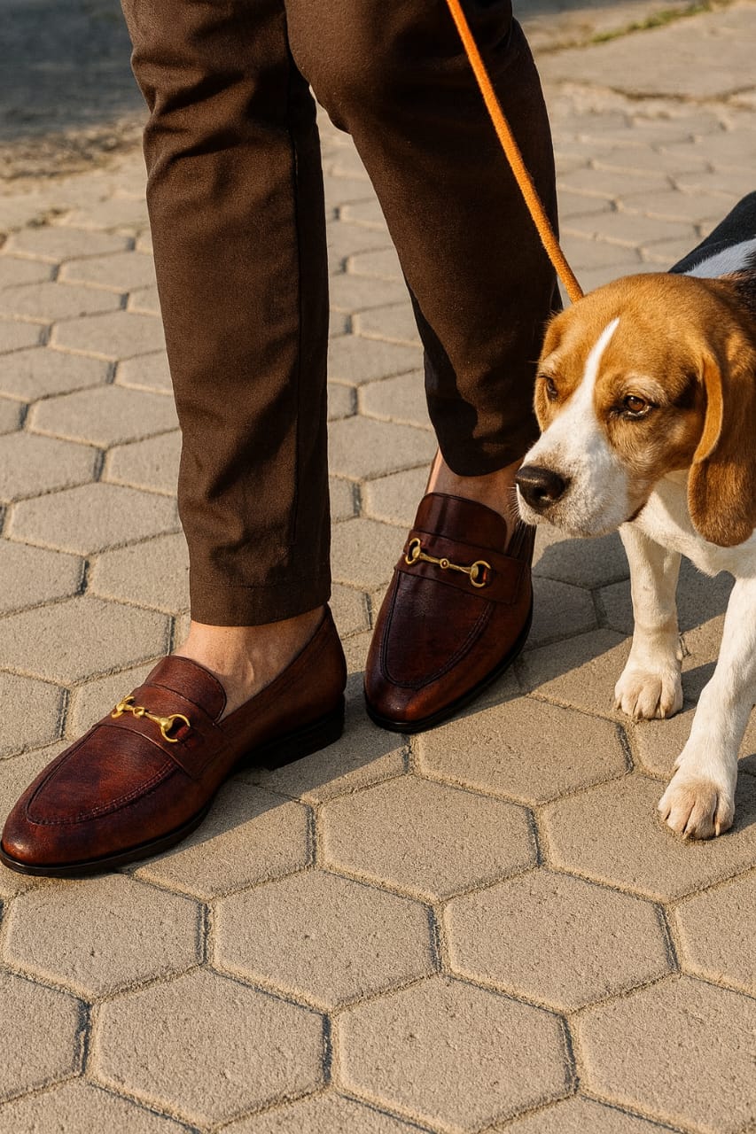 Premium Brown Leather Moccasin Moza (OL003-brw Moza)