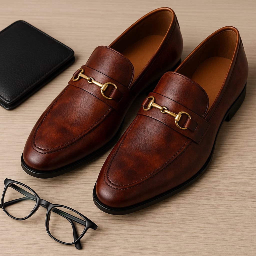 Premium Brown Leather Moccasin Moza (OL003-brw Moza)