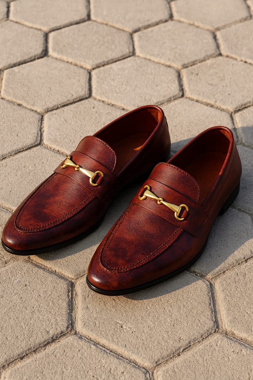 Premium Brown Leather Moccasin Moza (OL003-brw Moza)