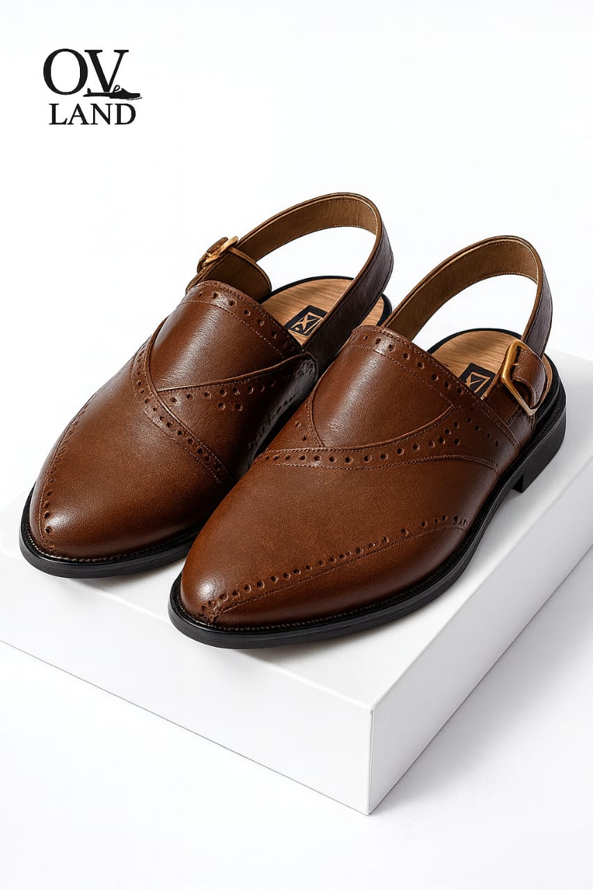 Handcrafted Pure Leather Peshawari Chappal By (Olvland)