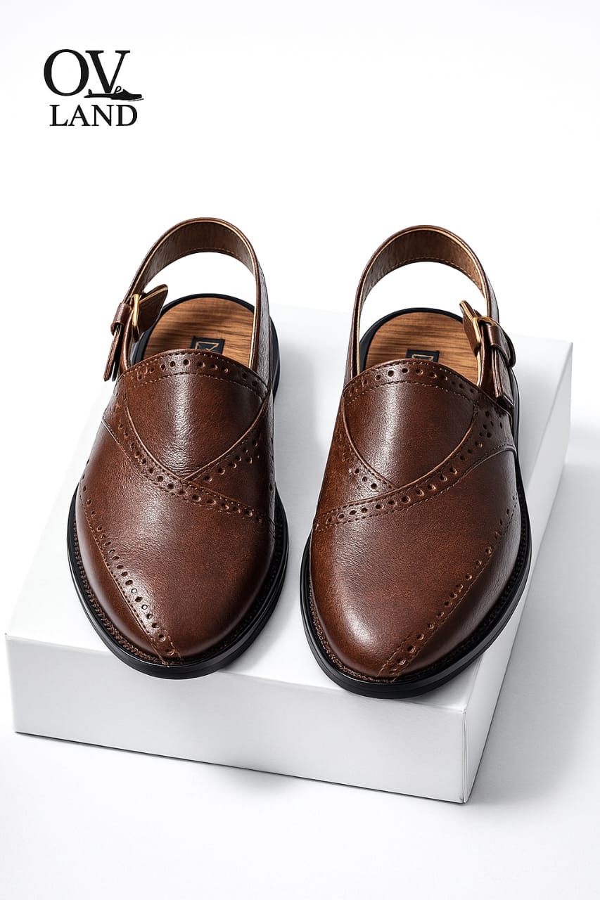 Handcrafted Pure Leather Peshawari Chappal By (Olvland)